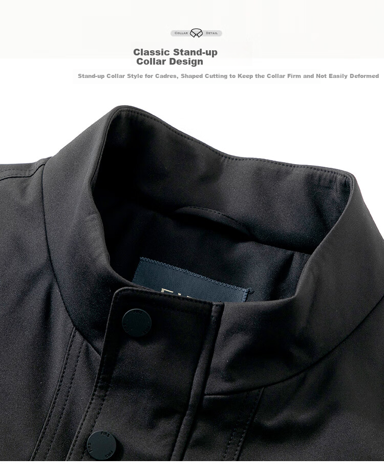 FIRS Men's Autumn Winter Quilted Thickened Warm Windproof Stand Collar Business Casual Comfortable Skin-friendly Pocket Jacket 3