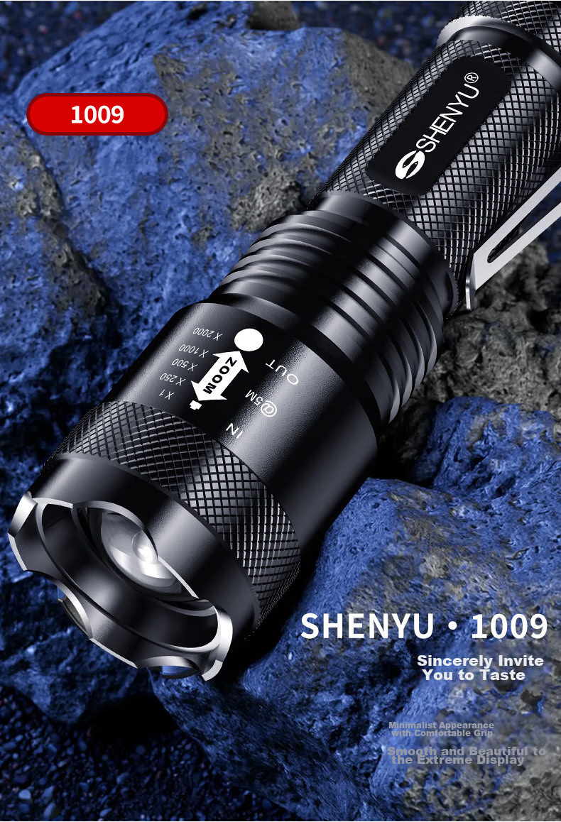 SHENYU Flashlight, High-Power Handheld Torch, Compact Mini Zoomable Long-Range Ultra-Durable Super Bright Outdoor Cycling Light 14