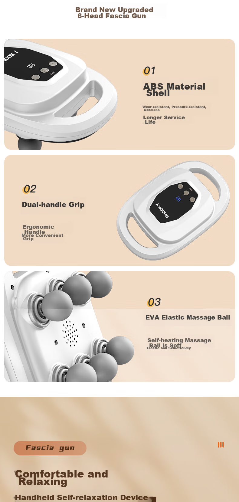 SMOOKY Six-Head Fascia Gun, Home Massage Gun, Muscle Fascia Relaxation Device, Fascia Massage Roller Machine 10