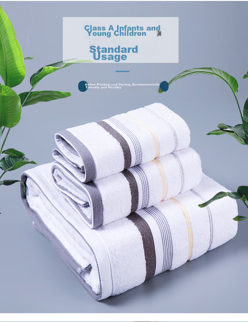 Grace Towel Set of Three, Pure Cotton, Absorbent And Comfortable, Bath Towels, Face Towels, Square Towels, for Men And Women, Home Use Set, Sports 4