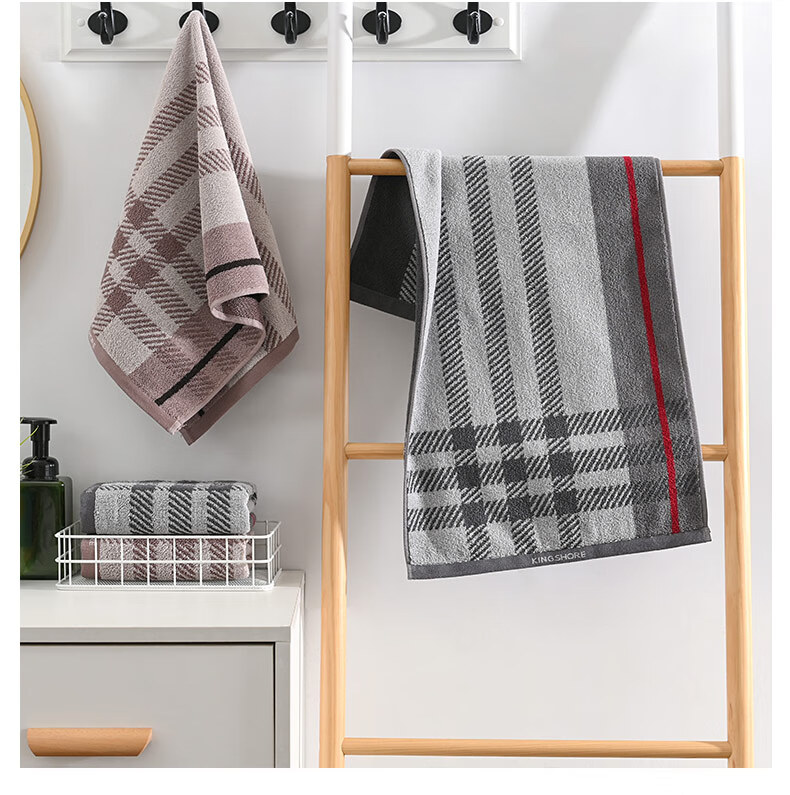 KING SHORE Towel, Satin Thickened Pure Cotton Towel, Class A Standard Sports Face Towel, 2-Pack, 72*36cm, 125g/piece 3
