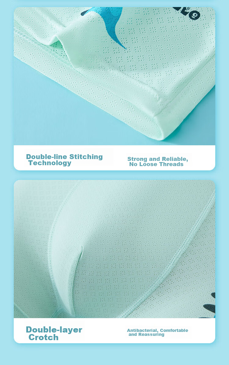 LangSha Children's Underwear, Boys' 5A Antibacterial Summer Ice Silk Mesh Shorts, Youth Underwear, Four-Pack, Size 140 13