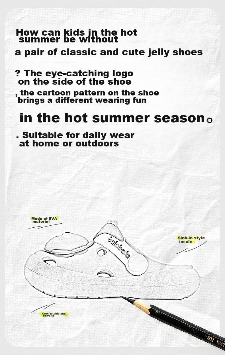 BALABALA Children's Perforated Shoes, Girls' Summer Soft-Soled Baby Slippers, for Ages 3-6, Bathing, Indoor Home Use, Boys' Sandals 1