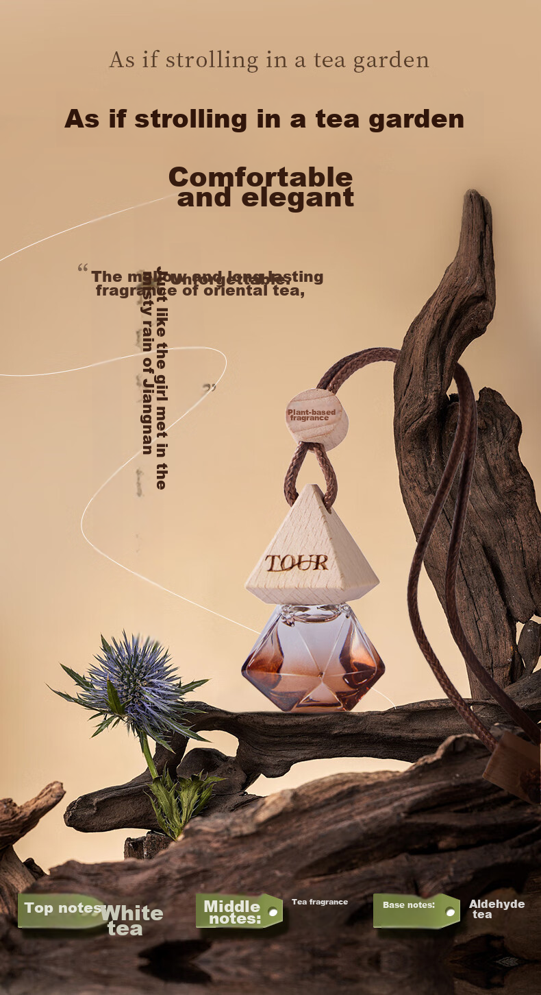 GuOKai All-Season Zen Tea Car Air Freshener Pendant for Rearview Mirror, Odor Eliminator, Luxurious Car Interior Fragrance, Long-Lasting Scent 1