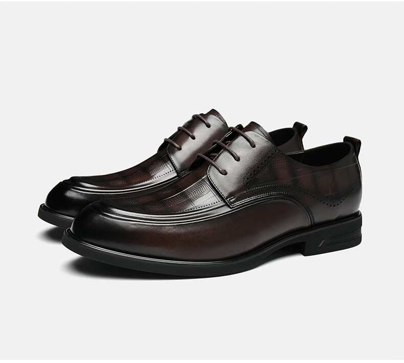 HLA Men's Leather Shoes Wedding Groom Father's Business Formal Shoes HAAPXM2FAG183 Brown Size 40 25