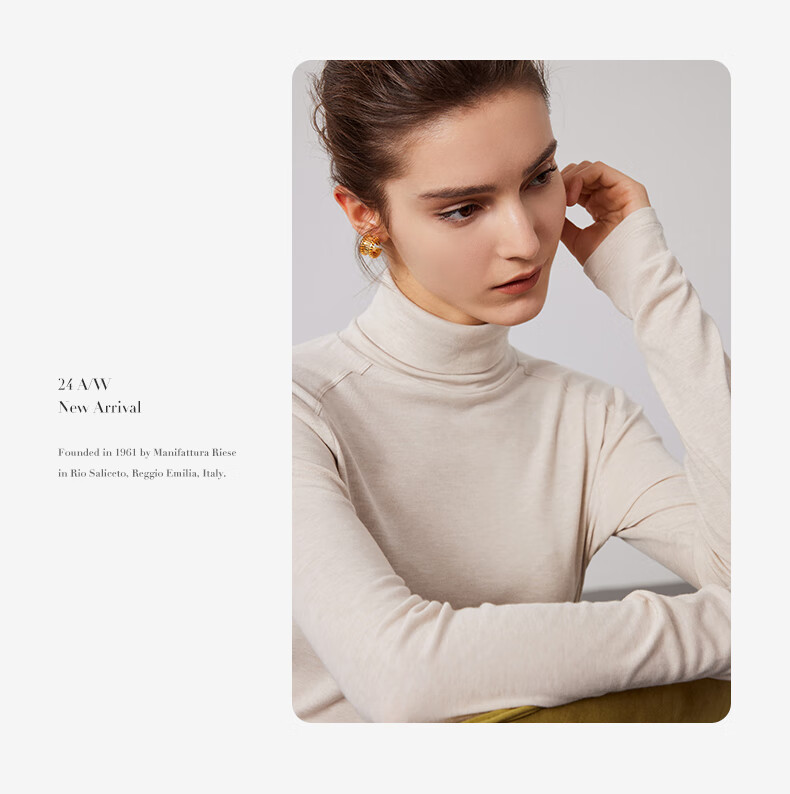 Navigare Women's Turtleneck Slim-Fit Base Layer, High-Elastic Solid Color Long-Sleeve Top 2335084501 55