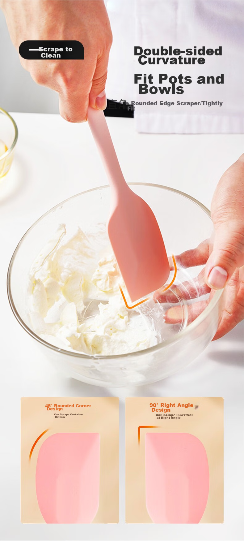MEIJINJIA Large Silicone Spatula, Baking Tool, Cake Cream Butter Scraper, Oil Brush, Baby Food Tool, Mixing Spoo 6