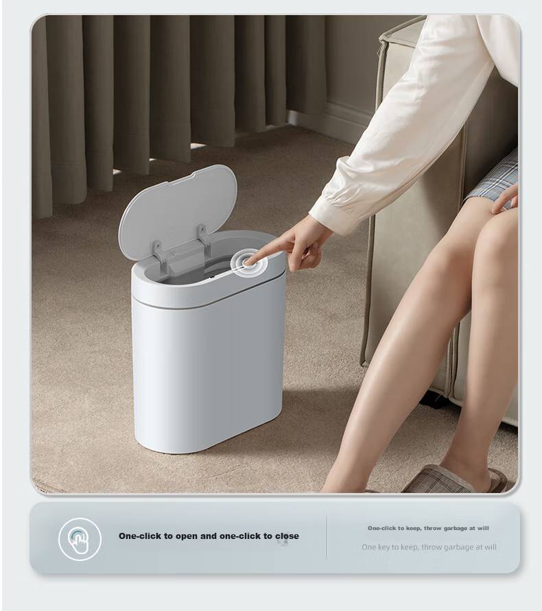 JD Original Smart Sensor Trash Can, Household Bathroom Toilet Narrow Gap Kitchen Garbage Bin with Lid 7