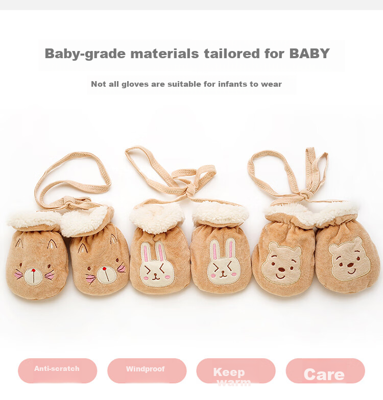 LAXIALIYA Baby Gloves for Autumn And Winter, Suitable for Infants Aged 0-1 Thickened Warm Children's Newborn Infant Fleece-Lined Sleepwear Anti-Freeze 4