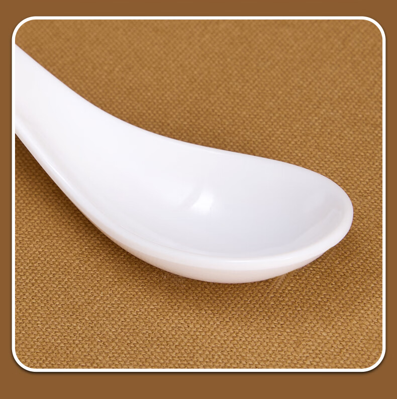 Xinjigaoge 7006 Melamine Spoon, Cafeteria Fast Food Spoon, Imitation Porcelain White Small Spoon Soup Spoon Rice Spoon, Length 14.5cm, 10 Pieces/set 6