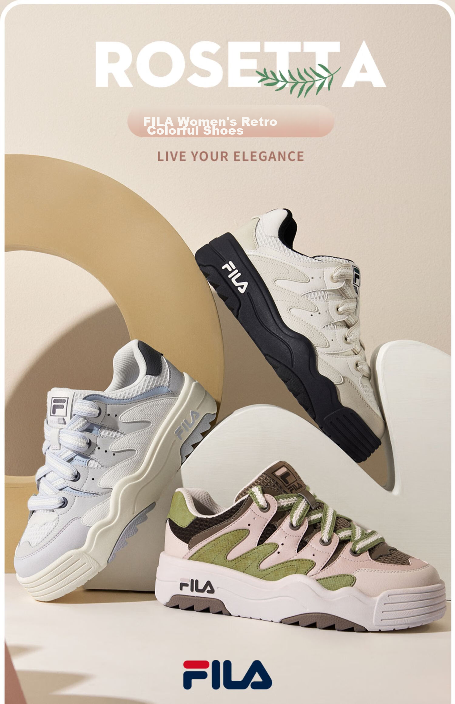 FILA Official Women's ROSETTA Modern Sneakers Colorful Casual Sports Shoes 2