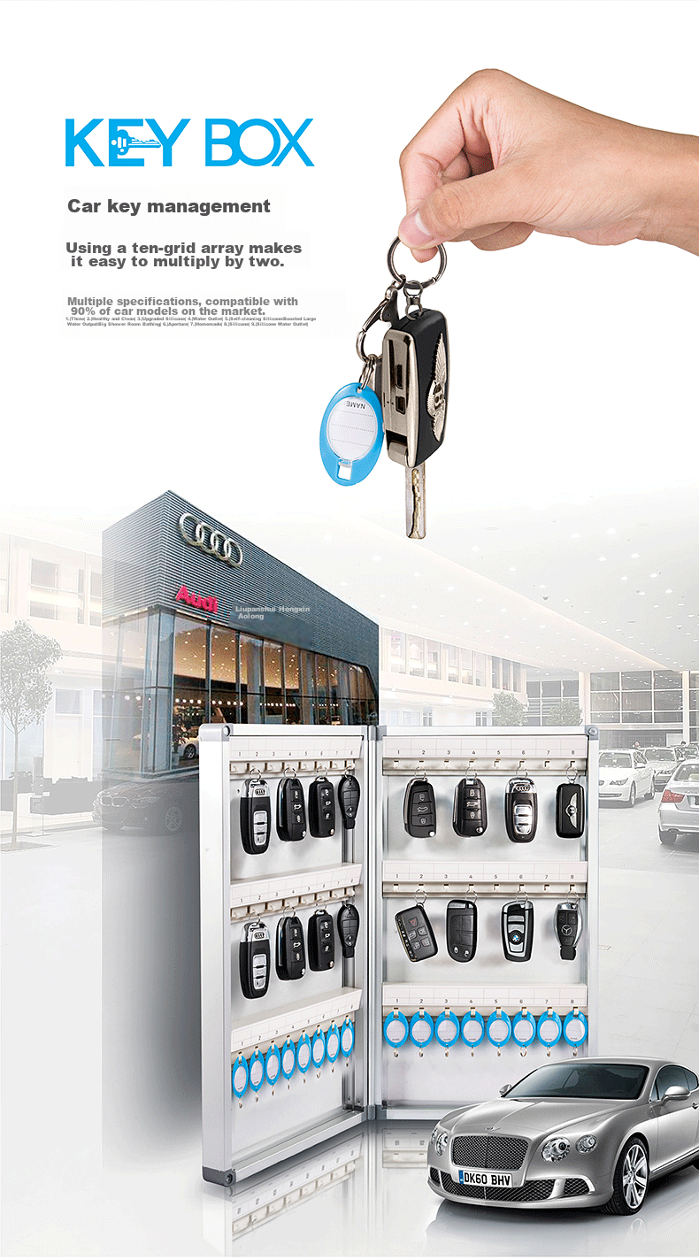 Jinlongxing 32-Slot Key Cabinet with Lock, Aluminum Alloy Key Storage And Management Box/Key Case/Emergency Key Cabinet Wall-Mounted/With Key Tags A8032 2