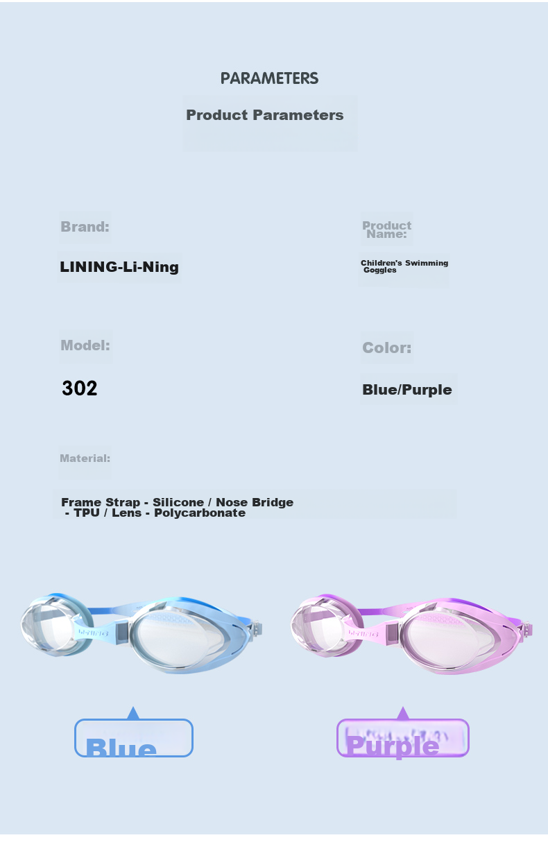 Li-Ning Children's Swimming Goggles, Waterproof And Anti-Fog, for Boys And Girls, High-Definition Swimming Glasses, Non-Prescription Swimming Goggles, 2232 Gray-Gree 9