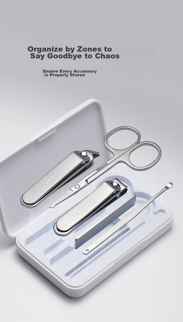 Sijiang Nail Clipper Set with Diagonal Cutting Edge, Anti-Splash Nail Clippers, Ear Pick, Manicure Tools, Green, 5-Piece Set 7