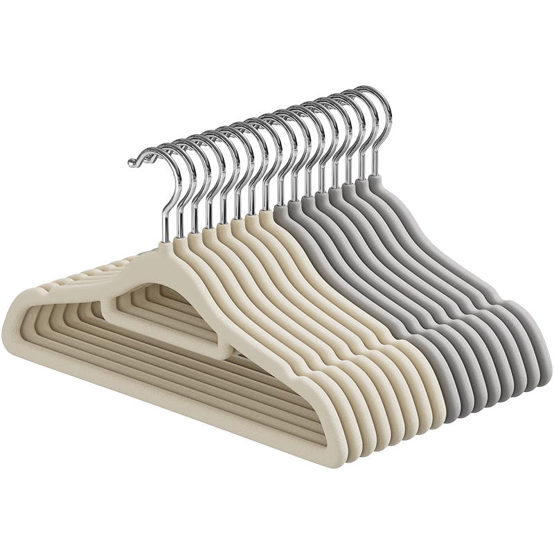 JEKO&JEKO Velvet Hangers, Seamless Drying Rack, Clothes Hanger, Garment Support, Wardrobe Hanger, Light Gray, 20 Pieces