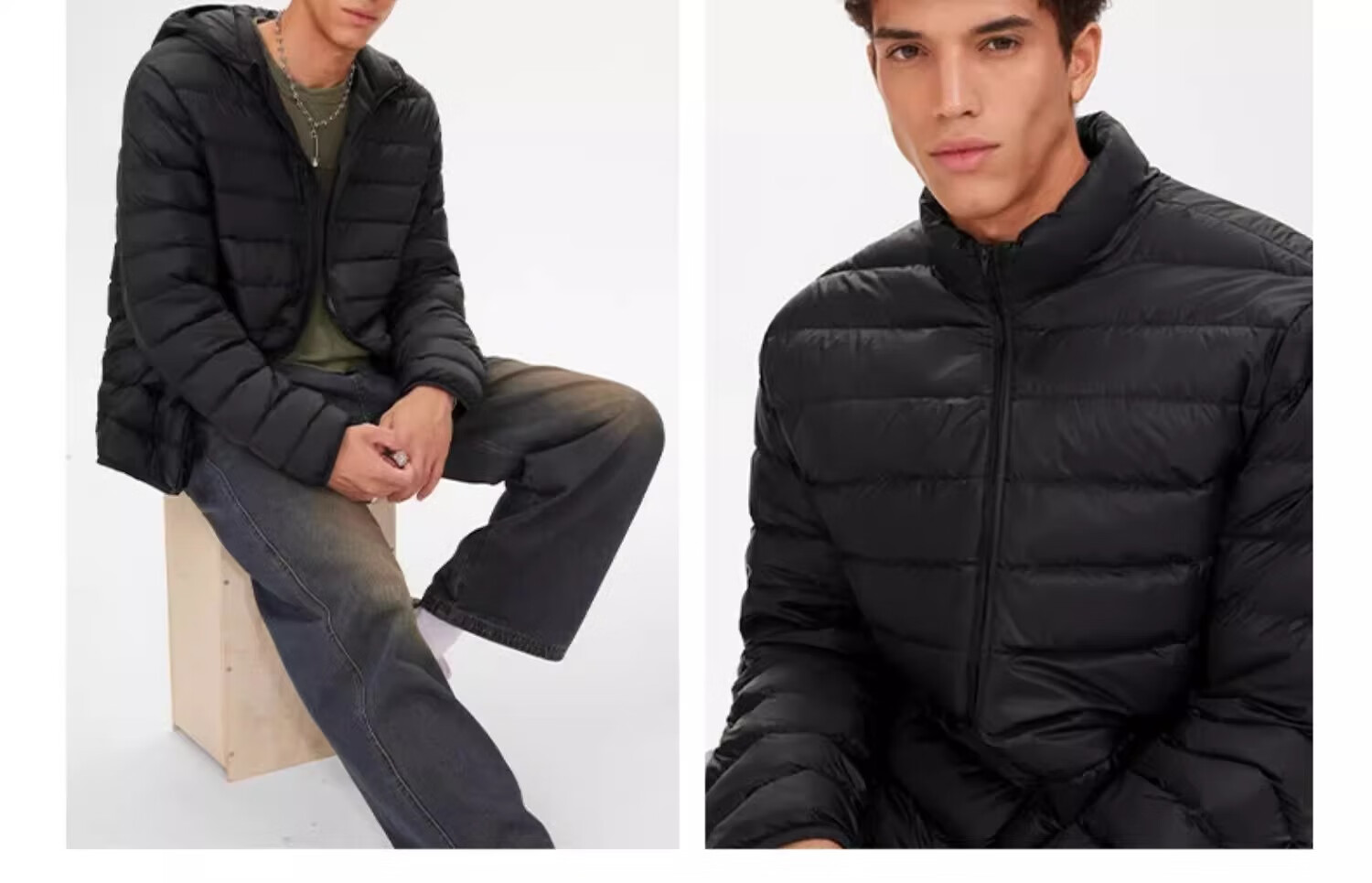 GENIOLAMODE Lightweight down Jacket for Men, Winter Short Style Stand Collar White Duck down Youth Fashion Warm Coat 6