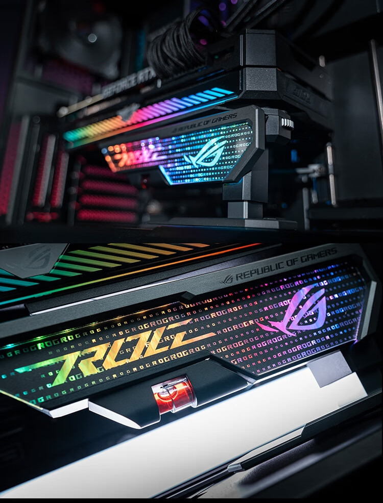 ASUS ROG XH01 White Hercules Graphics Card Support, Compatible with 4090 GPU, Aura Sync, Tool-Free Adjustment, Magnetic Level Indicator 13