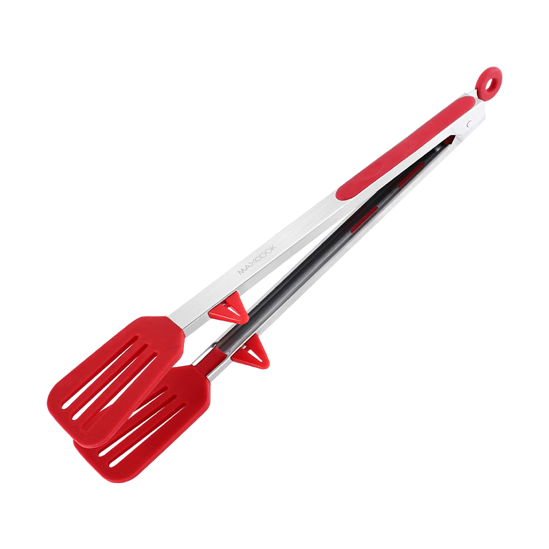 MAXCOOK Food Tongs, Extended Silicone Salad Tongs, Cake Tongs, Bread Tongs, with Stand MCPJ3752
