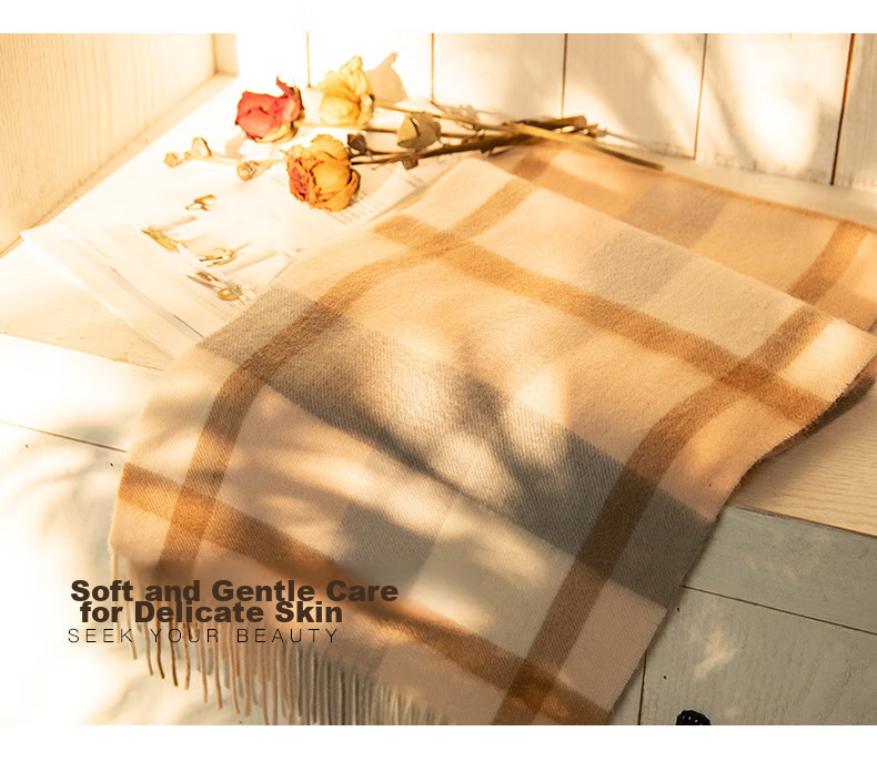 Siggi [Gift Box] Pure Cashmere Scarf for Women, Autumn And Winter British Plaid Shawl, Warm Neck Wrap, Mid-Autumn Festival And New Year Gift 23