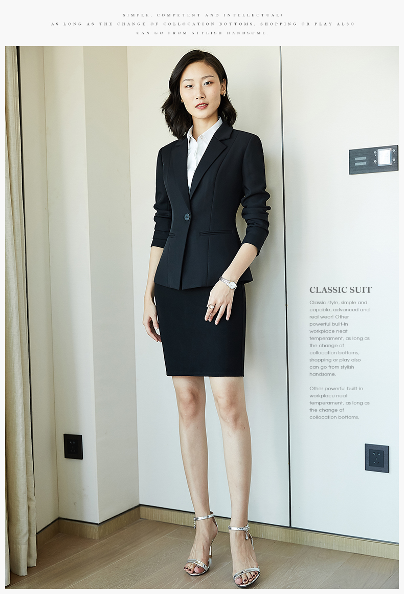 Quehou Spring And Autumn 2022 Fashion Casual Blazer Women's Professional Work Uniform Interview Formal Suit Jacket, Black, Size S 26