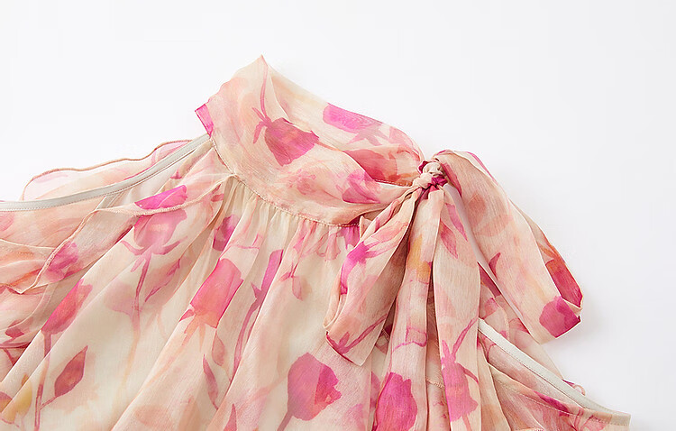 Demana [Hot Valley Eternal Summer] Spring Summer Elegant Off-Shoulder Tie Diamond Chiffon Gradient Print Dress for Women 8