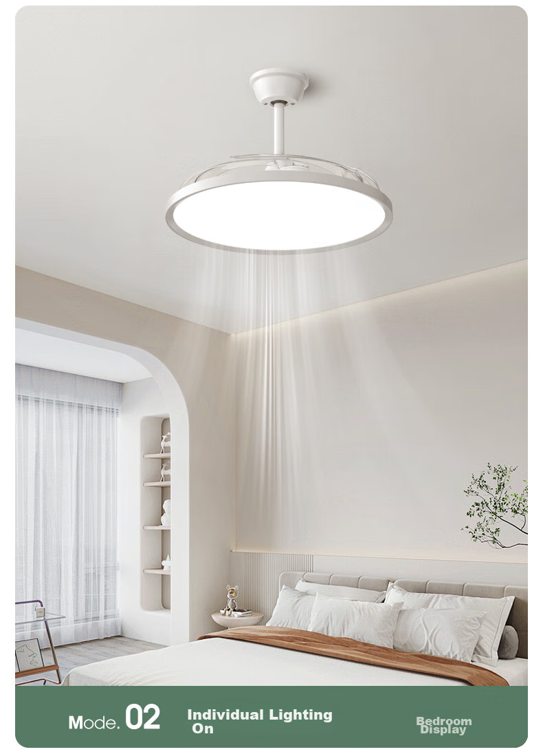 MICOE Ceiling Fan Light, Puli Eye Protection, Invisible Blades, Remote Control Dimming, Zhongshan Lighting Fixture with Installation Included - Lingxiao 27