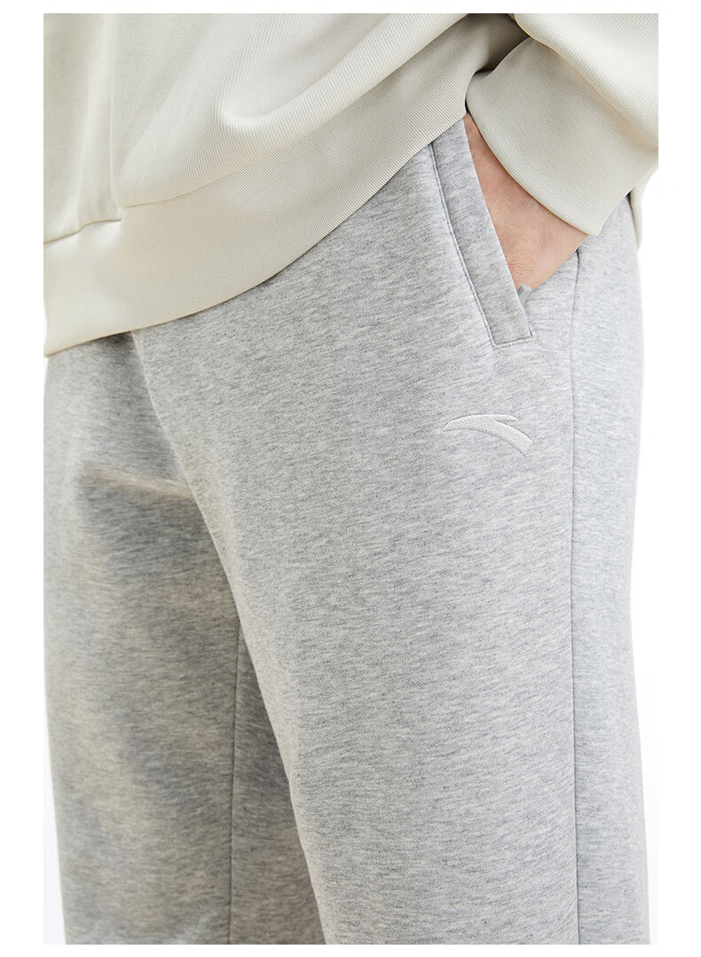 Anta Fleece-Lined Men's Straight-Leg Sweatpants Knitted Outdoor Running Warm Casual Pants for Men 45