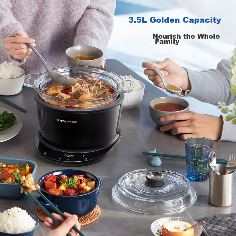 Morphyrichards Multi-Functional Electric Stew Pot, Home Use for Cooking Medicinal Food, 3.5L Soup Pot, Health Pot with Timer Function, Electric Cooking Pot for Stewing Soup, Porridge Cooker, Baby Food Processor, MR9082
