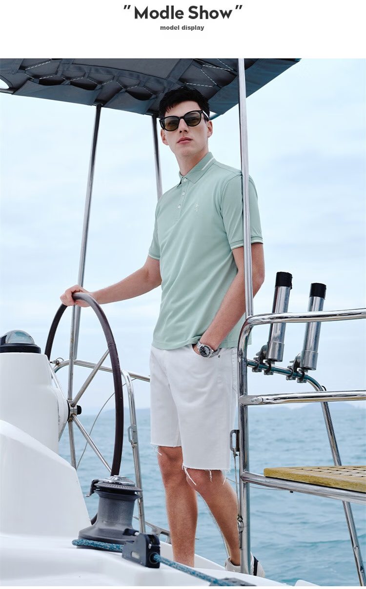 DANCING WOLVES [Cool Ice Mint] Summer Casual Cool Skin-Feel Men's Short-Sleeve POLO Shirt, 001 Black, Size 190 11