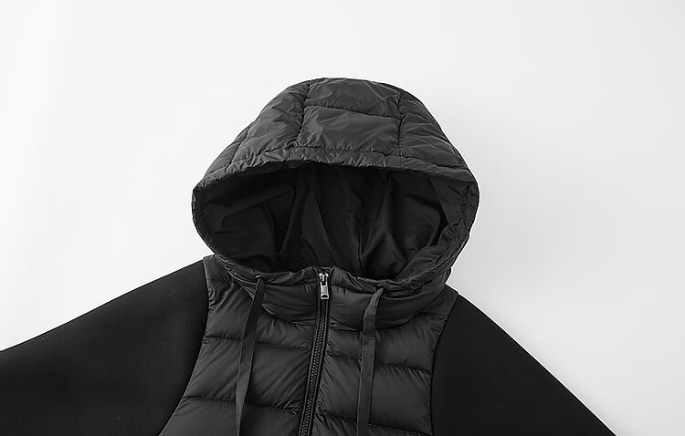 Dme [Stay in The Sunroom] Winter Lightweight Hooded 90% Duck Down Patchwork Knit Air Layer Women's down Jacket 6