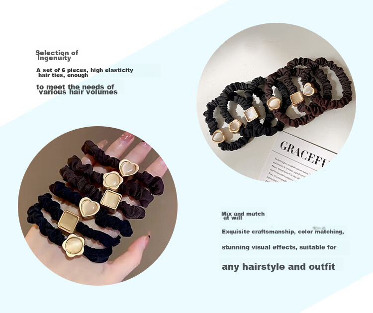 CHIMERA 4 Ponytail Hair Ties, Simple Glazed Heart-Shaped Hair Bands, Hair Ties for Women, Mid-Autumn Festival Gift 10