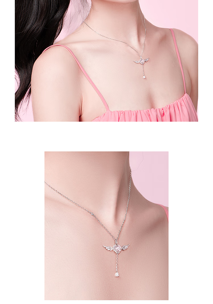 Fanci Angel Heart Necklace, Women's Gift Box Style Pendant, Luxurious And Elegant Birthday Gift for Girlfriend 8
