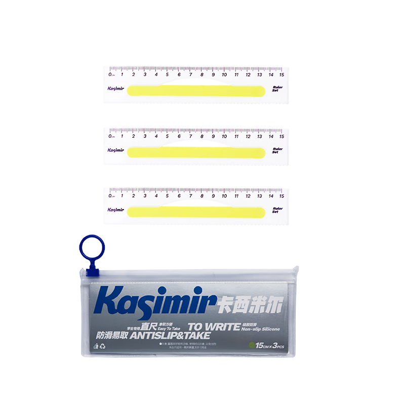 Kasimir Non-Slip Transparent Ruler Set, Multifunctional Geometric Drawing Tool for Primary And Middle School Students, Specially Designed for First And Second Graders, Learning Supplies, Student Stationery, 15cm*3