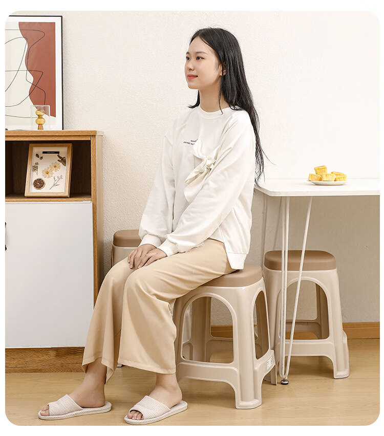 Youjialiangpin Household Plastic Stool, Thickened Adult High Stool, Simple Bench, Reinforced And Wear-Resistant, 1 Piece 9