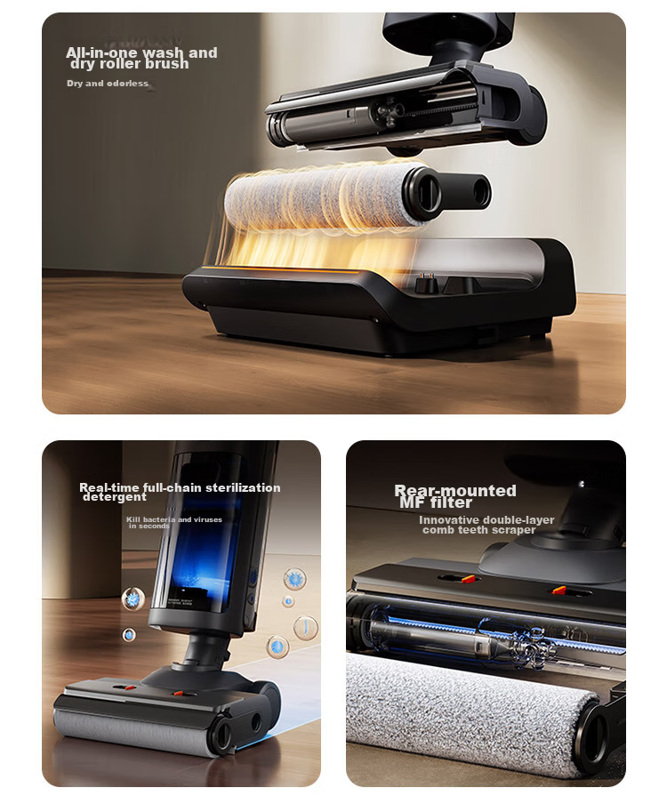 Mijia Xiaomi Wireless Floor Cleaner 3 Max, Sweeping And Vacuuming All-In with Dust Mite Removal, 180° Flat Cleaning for Whole House, Full Chain Sterilization And Hot Air Drying 4