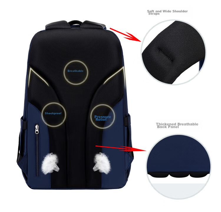 UNIVERSITY OF OXFORD Backpack for Male And Female Middle School Students, High School Students' Shoulder Bag, Lightweight Travel Backpack X1073 Dark Blue 12