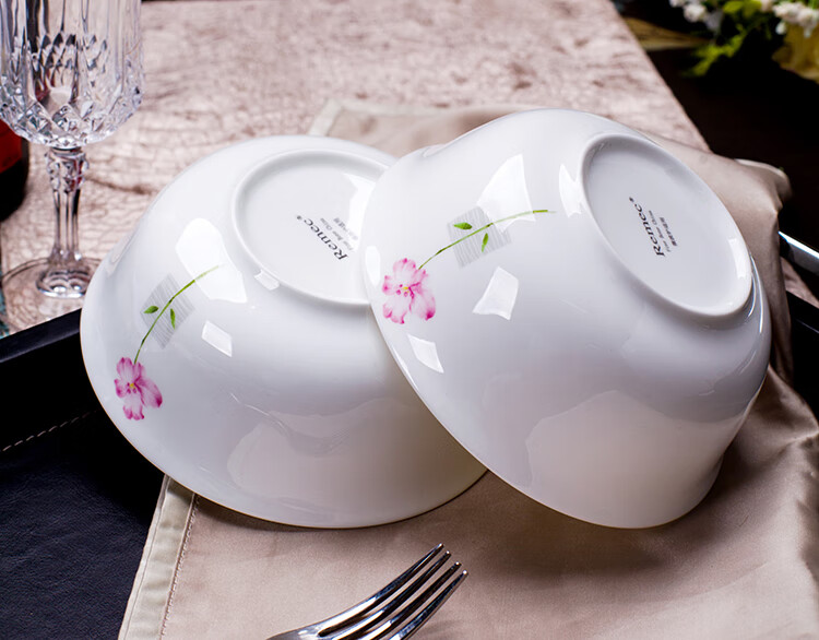 Remec Bone China Flower Good Moon Round 6-Inch Noodle Bowls, Set of 2, Rice Bowls, Soup Bowls, Medium Bowls 6