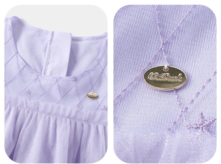 QQ DUCK Girls' Dress, Children's Summer Puff Sleeve Princess Tulle Skirt, Sweet Performance Gown for Teenagers, Purple 29