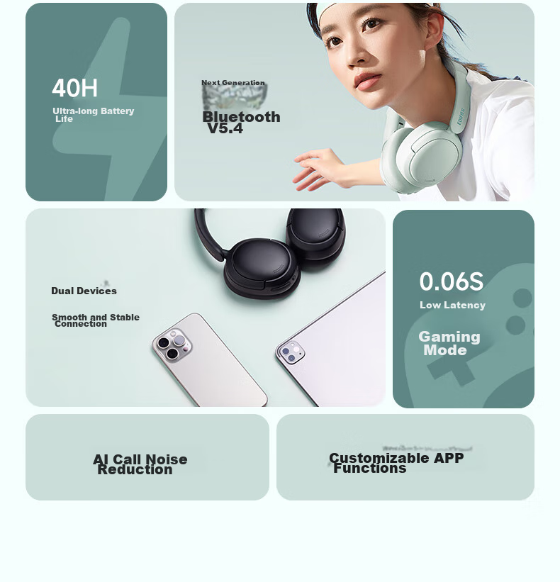 EDIFIER W800BT Free Over-Ear Bluetooth Headphones, 40H Ultra-Long Battery Life, Compatible with Phones And Computers, Suitable for Apple, Huawei, Xiaomi, Light Green, Graduation Gift 3