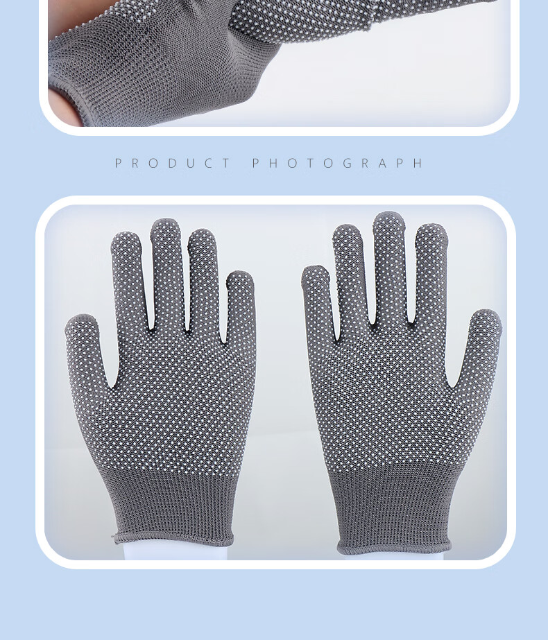 Geermu Dotted Work Gloves, 12 Pairs/pack, PVC Dotted Non-Slip, Breathable Thin Driving Gloves, GM618 16