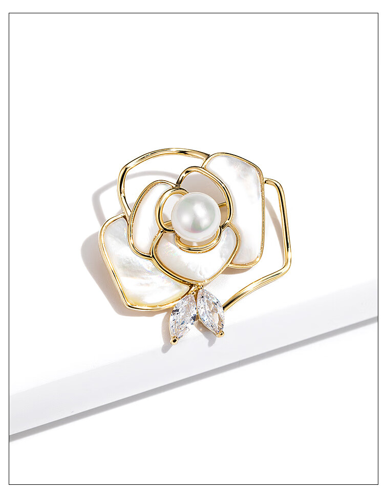 Qlady Camellia Brooch, High-End Women's Luxury Elegant Corsage, Anti-Exposure Silk Scarf Buckle, Clothing Accessory, Mid-Autumn Festival Gift 4