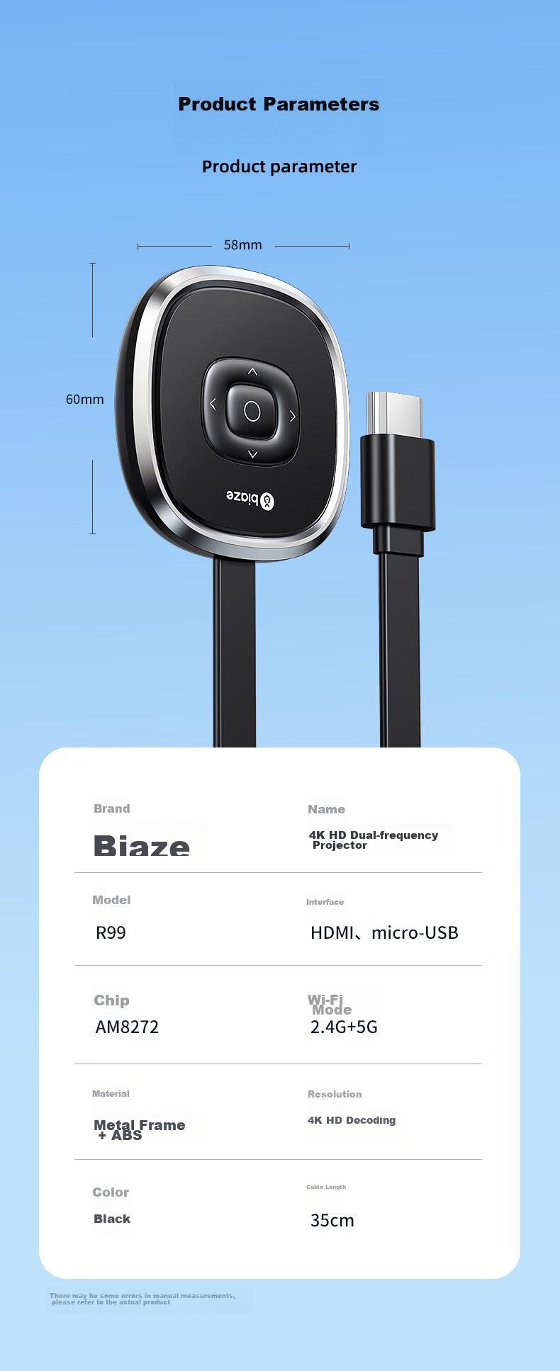 BIAZE Wireless Screen Mirroring Device for Mobile Phones, 4K HD Decoding HDMI Audio And Video Synchronization Transmitter, Compatible with Apple, Android, Huawei Phones, Computers for Connecting to TVs, Monitors, And Projectors 33