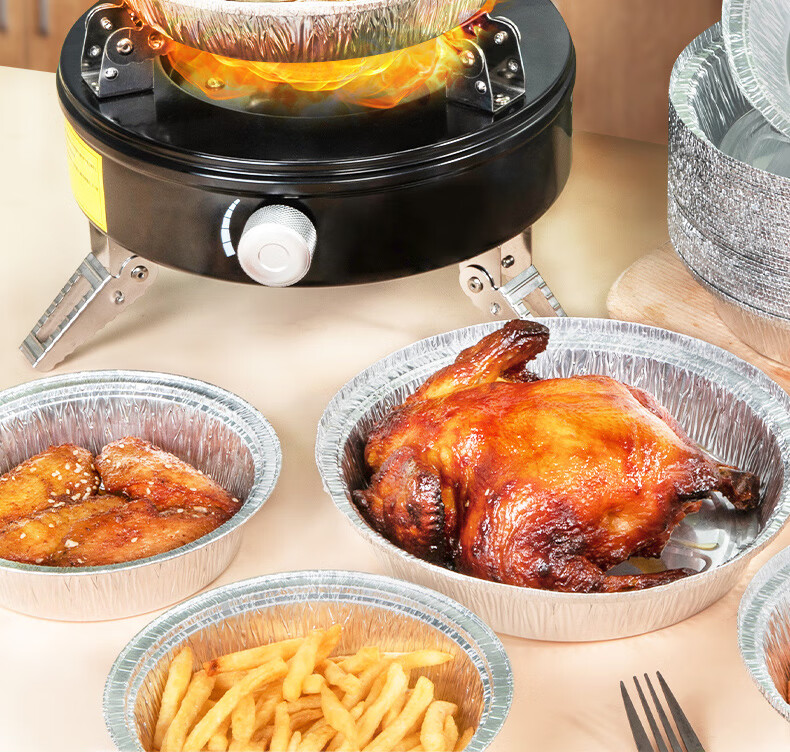 Temeiju Air Fryer Aluminum Foil Trays, Aluminum Foil Bowls, Air Fryer-Specific Paper, Food-Grade Outdoor Baking Pans, 16cm*30 Pieces 6