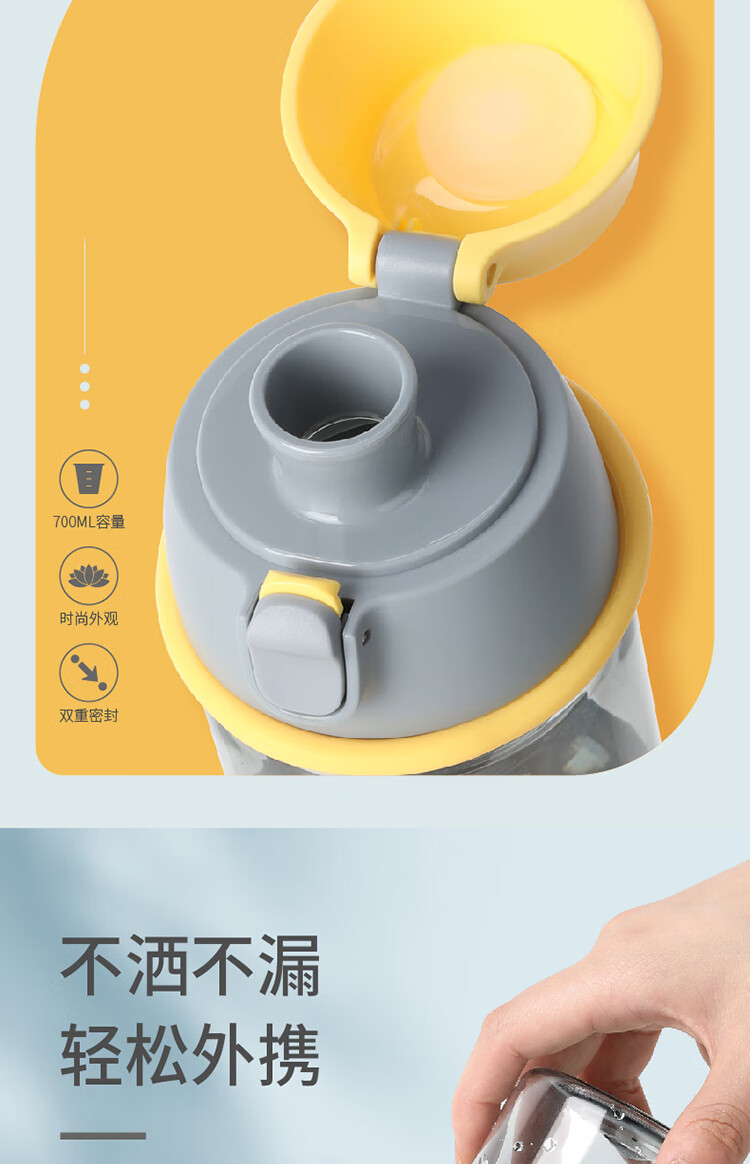乐扣乐扣LOCK&LOCK 美乐运动弹盖杯HLC680GRYFU (灰蓝)