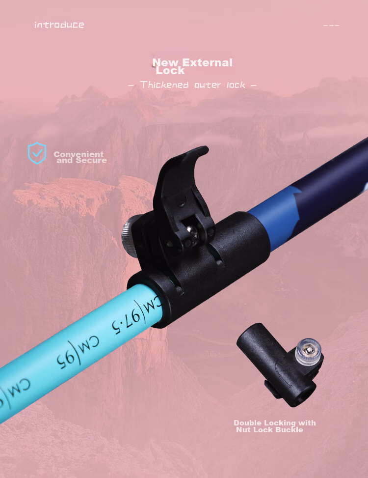 Pioneer Xiaojingling 3 Series Children's Trekking Pole, Carbon Fiber Walking Stick, Telescopic Hiking Cane, Macaron Pink 9