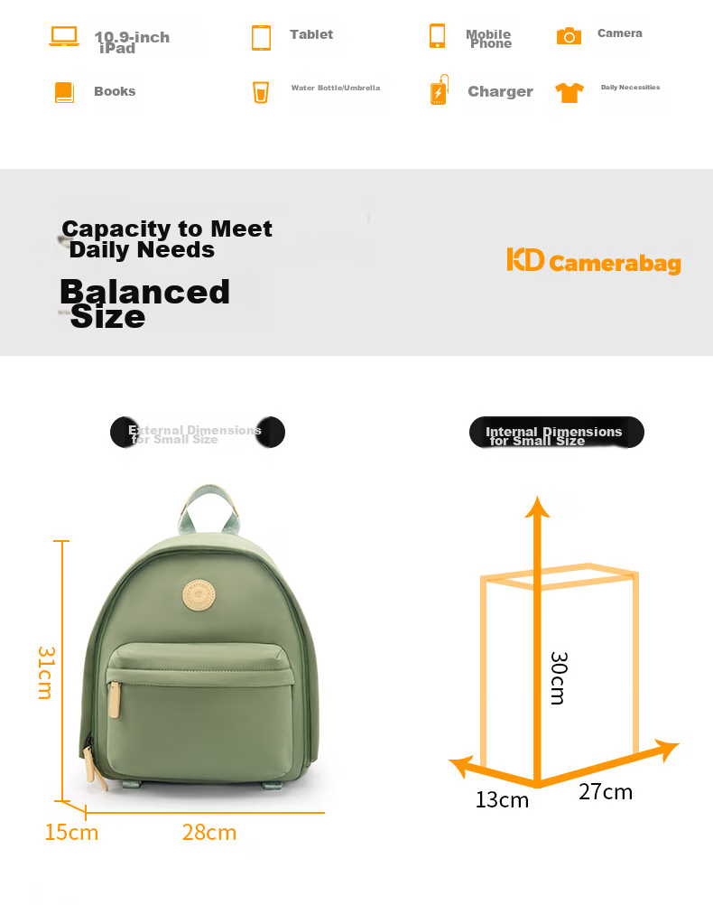 CWATCUN Kaideng Backpack Camera Bag, Casual Retro Commuter Photography Bag for Women, One Camera And Lens Compartment, Detachable Photography Bag 4