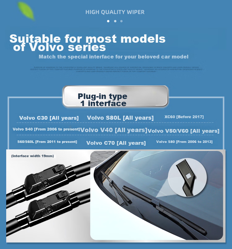Aoye Windshield Wipers for Volvo S60/S60L 2011-2019 Models, Frameless Design, Original Size Front Wipers, 1 Pair 26+20 Inches 11
