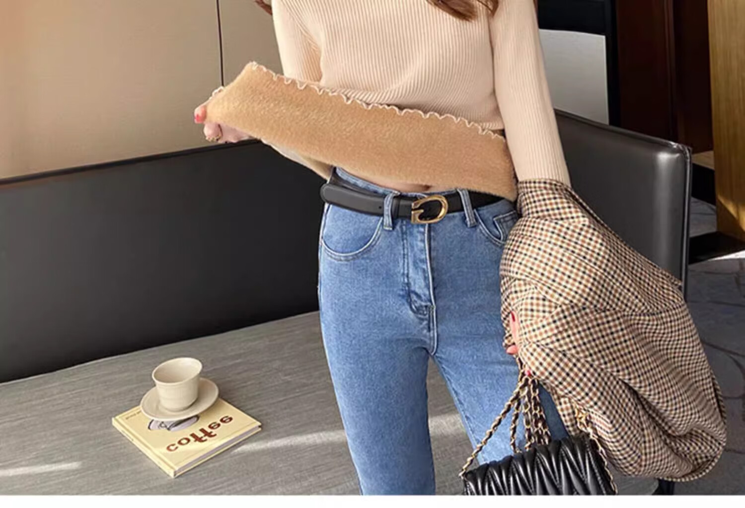YUZHAOLIN Half Turtleneck Fleece Lined Ruffled Edge Sweater Women Autumn Winter Thickened Knitwear Warm Top 27