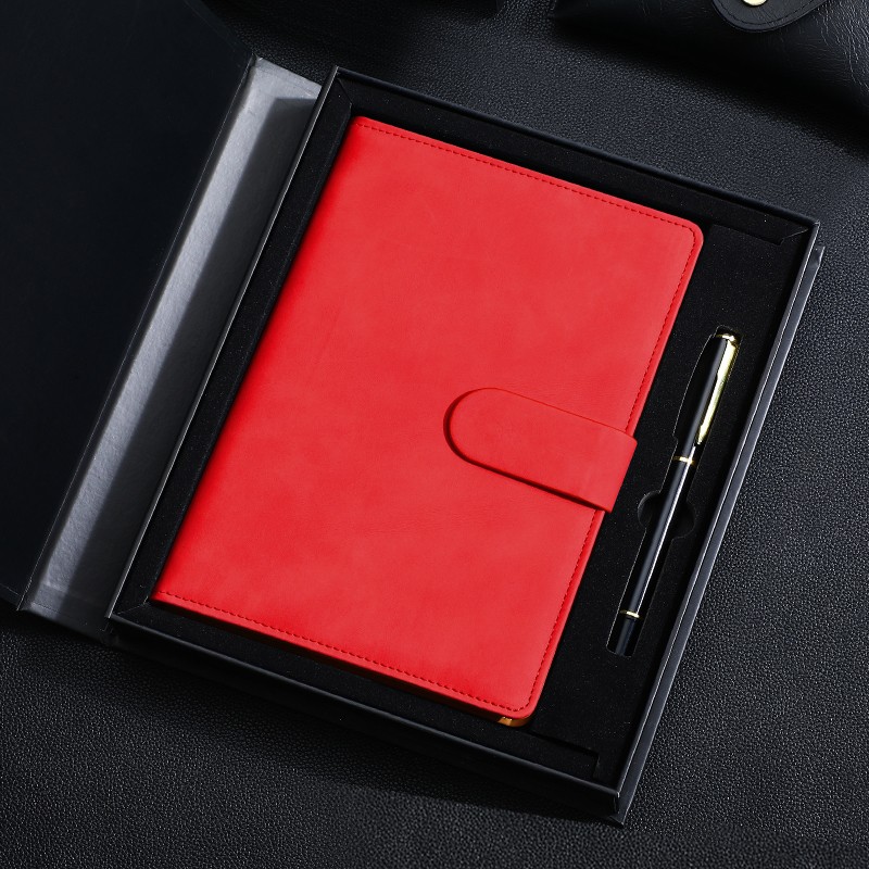 Faramon A5 Buckle Gift Box Notebook, Thickened Journal, Business Leather Cover, Corporate Gift, Meeting Record Book, Office Stationery