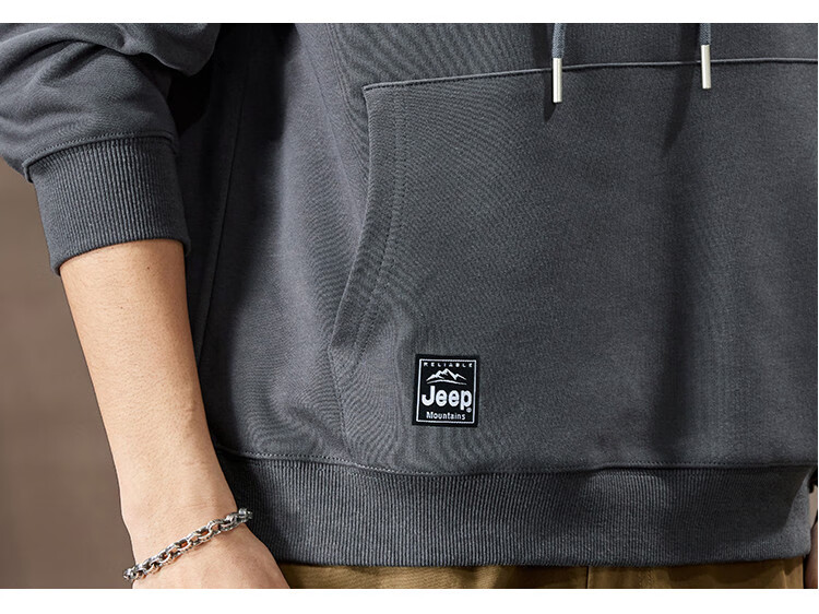 JEEP High-End Embroidered Men's Hooded Sweatshirt, Casual Loose Long-Sleeve Pullover T-Shirt Top for Spring And Autumn 2026 18